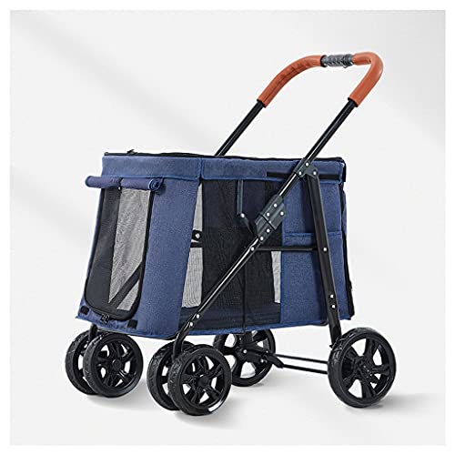 Luxuriöser Hundewagen, Hundebuggy für große Hunde, Premium-Haustier-Kinderwagen, 4 Räder, Haustier-Kinderwagen für Katze, Hund und mehr, faltbarer Transportwagen (blau) von Fitlin