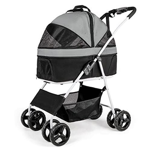 Premium-Haustier-Kinderwagen for mittelgroße Hunde, faltbarer 4-Rad-Haustier-Hunde-Kinderwagen, Katzen-Kinderwagen for 2 Katzen, Hunde-Kinderwagen, Kinderwagen for kleine Hunde, atmungsaktiver Hunde-K von Fitlin