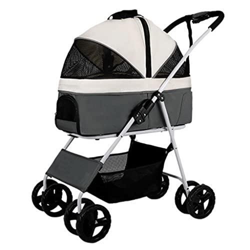 Premium-Haustier-Kinderwagen for mittelgroße Hunde, faltbarer 4-Rad-Haustier-Hunde-Kinderwagen, Katzen-Kinderwagen for 2 Katzen, Hunde-Kinderwagen, Kinderwagen for kleine Hunde, atmungsaktiver Hunde-K von Fitlin