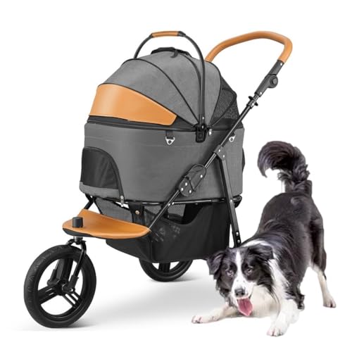 Teilbarer Reise-Haustier-Kinderwagen-Tragewagen, Hunde-Kinderwagen for mittelgroße und große Hunde, faltbarer Haustier-Kinderwagen-Transportwagen, leichter Hunde-Kinderwagen-Kinderwagen for Hunde/2 Ka von Fitlin