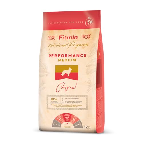 Fitmin Dog Medium Performance | Hundetrockenfutter | Hundenahrung mit Frischfleisch | 81% Protein tierischen Ursprungs | 12kg von Fitmin