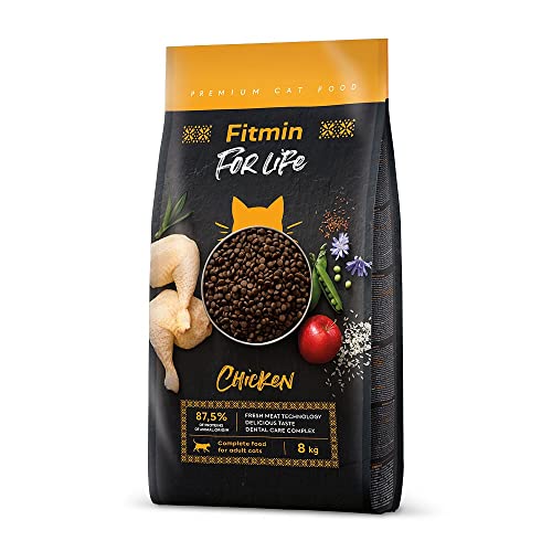 Fitmin for Life Adult Cat - Chicken | Trockenfutter für Katzen | Alleinfutter für kastrierte Erwachsene Katzen | Komplettfutter für Katzen | Neues Rezept | 8 kg von Fitmin