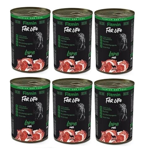 Fitmin for Life Lamb Pate - getreidefreies Nassfutter für ausgewachsene Hunde Aller Rassen, Dose 6 x 400g von Fitmin