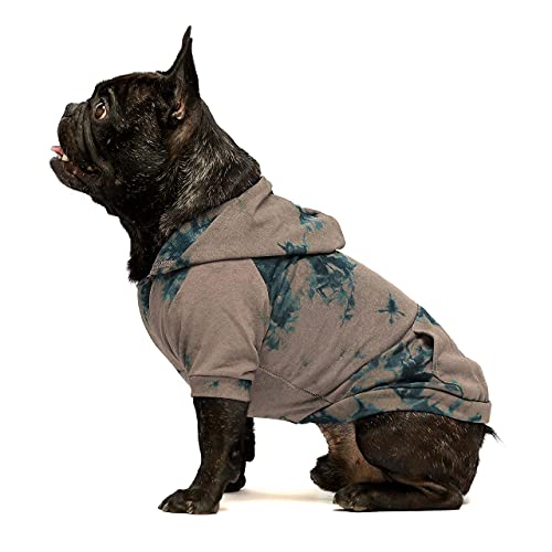 Fitwarm Batik-Hunde-Kapuzenpullover, Hundekleidung für kleine Hunde und Jungen, Welpen-Sweatshirt, Haustier-Outfit, französische Bulldogge, Dunkelblau, Größe M von Fitwarm