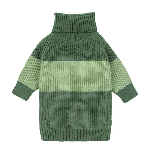 Fitwarm Color Block Rollkragenpullover, Thermo-Winterkleidung für kleine Hunde, Jungen und Mädchen, Haustier-Outfit, Dunkelgrün, Mintgrün, Größe XS von Fitwarm