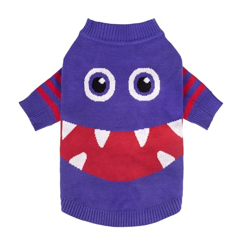 Fitwarm Funny Monster Dog Halloween Sweater, Thermal Dog Winter Clothes for Small Dogs Boy Girl, Funny Dog Halloween Costumes, Doggy Pullover Jumper, Holiday Pet Outfit, Dark Blue, Red, Large von Fitwarm