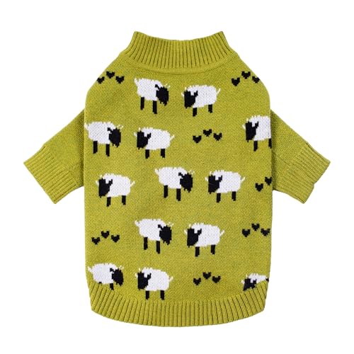 Fitwarm Funny Sheep Dog Sweater, Thermal Dog Winter Clothes for Small Dogs Boy Girl, Dog Holiday Clothes, Doggy Pullover Jumper, Pet Outfit, Black, Green, White, XL von Fitwarm