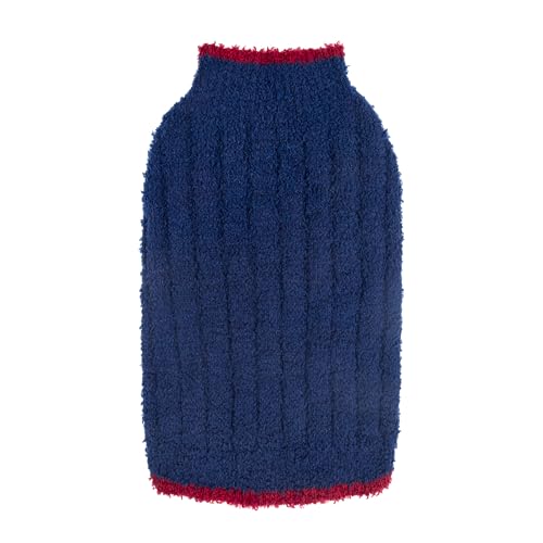 Fitwarm Fuzzy Dog Fleece-Pullover, Thermo-Hunde-Winterkleidung für kleine Hunde, Jungen, Mädchen, Hundepullover, Haustier-Outfit, Marineblau, Burgunderrot, Größe L von Fitwarm