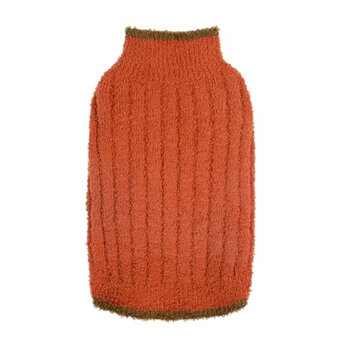 Fitwarm Fuzzy Dog Fleece-Pullover, Thermo-Hunde-Winterkleidung für kleine Hunde, Jungen, Mädchen, Hundepullover, Haustier-Outfit, Orange, Größe L von Fitwarm