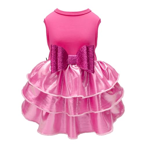 Fitwarm Glänzendes Hundekleid, ausgefallene Hundekleidung für kleine Hunde und Mädchen, Geburtstags-Outfit, Haustierbekleidung, Hot Pink, Größe S von Fitwarm