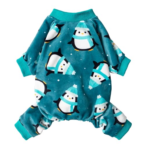 Fitwarm Hunde-Pyjama, Winterkleidung für kleine Hunde, Mädchen und Jungen, gemütlicher Einteiler, weicher Haustier-Jammies, Hundebekleidung, Blaugrün, Größe XL von Fitwarm