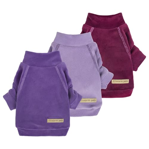 Fitwarm Klassischer Fleece-Hundepullover, Rollkragenpullover, Hunde-Sweatshirt, Winterkleidung für kleine Hunde, Jungen, Mädchen, Haustierpullover, Katzenbekleidung, Lila, Mittelviolett, Dunkelrot, von Fitwarm