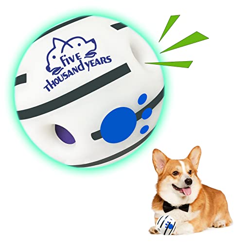 Wobble Giggle Hundeball, interaktives Hundespielzeugball, quietschender Hundespielzeugball, sicheres Geschenk für kleine, mittelgroße und große Hunde von Five Thousand Years