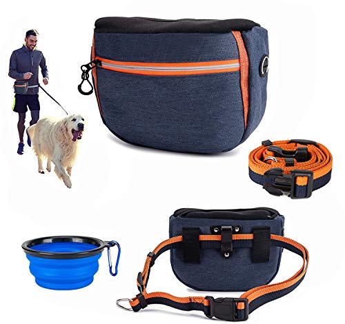 FiveFire Futterbeutel für Hunde, Hunde Leckerlie Tasche,Wasserdicht Futtertasche,Leckerlibeutel für Hunde,Hunde Futtertasche Beutel und Reisenapf, für Hundetraining und Futteraufbewahrung (Blau) von FiveFire