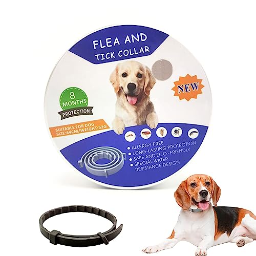 Flohhalsband Hunde, Zeckenhalsband für Hunde, Flohhalsband, Verstellbar, bis zu 8 Monate Zeckenschutz, 100% Natürlich & Wasserdicht, 64cm(Schwarz) von FiveMileBro