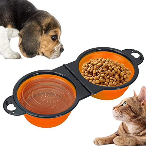 Faltbarer Hundefutter Wassernapf, 2 in 1 Haustierfutter Futternapf für Hunde und Katzen, Silikon Haustierfutter und Wasser Feeder, Tragbare Reiseschüssel für Outdoor Walking, Camping Fivetoo von Fivetoo