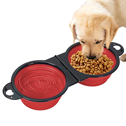 Faltbarer Hundefutter Wassernapf, 2 in 1 Silikon Haustier Futter und Wasser Feeder Schüssel, Silikon Haustier Futter und Wasser Feeder, Tragbare Reiseschüssel für Outdoor Walking, Camping Fivetoo von Fivetoo