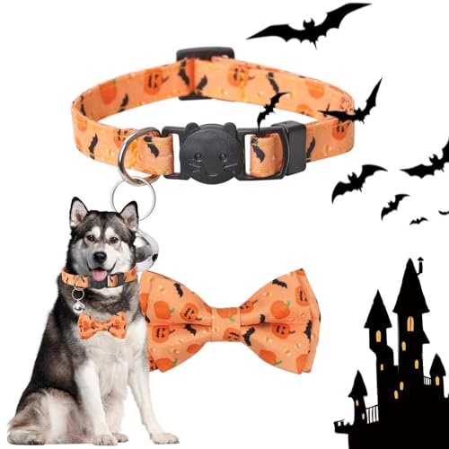 Fivetoo Hundehalsband mit Fliege | Verstellbare Glöckchenhalsbänder für Katzen für Halloween | Haustierbedarf für Indoor-Aktivitäten zu Hause, beim Spazierengehen, bei Hochzeiten, auf Reisen, beim von Fivetoo