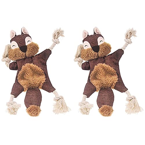 Fivetwofive 2X Stuffless Hunde Spielzeug für Welpen, Knittern Quietschende Hunde Kau Spielzeuge Eichhörnchen Plüsch Hunde Spielzeug von Fivetwofive