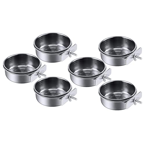 Fivetwofive 6-Teiliger Feeder Tasse Edelstahl Papageien Feeder Tasse Tier KäFig Wasser Futter Schüssel S. von Fivetwofive