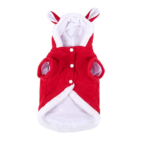 Fivetwofive Kleines Hundenettes Kaninchen-KostüM, Haustier-HüNdchen-Katzen-Mode-Nettes Kaninchen-PlüSch-Hundekleid-Haustier Hoodie-KostüM Kleidet L Rot von Fivetwofive