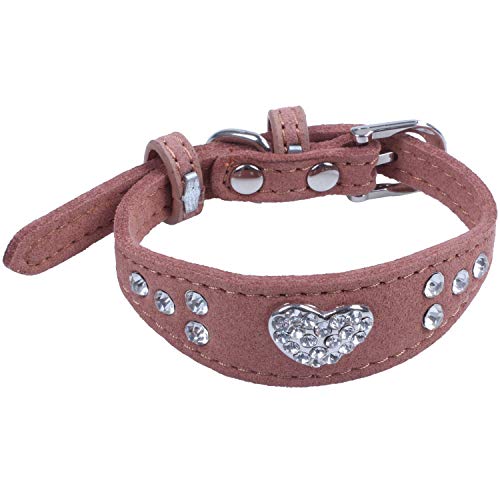 Fivetwofive Nettes Haustier-Katzen-Hundehalsband mit Bling Rhinestones für Kleine oder Mittlere Hundekatzen-Haustier-Justierbare WöLbung XS Kaffee von Fivetwofive