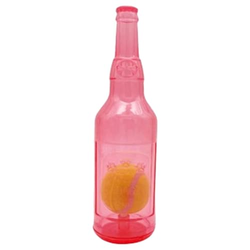 Fivetwofive Wasserflasche Cruncher Kauflasche Spielzeug für Hunde Plastik Wasserflasche Kauspielzeug für Hunde mit Ball Rot von Fivetwofive