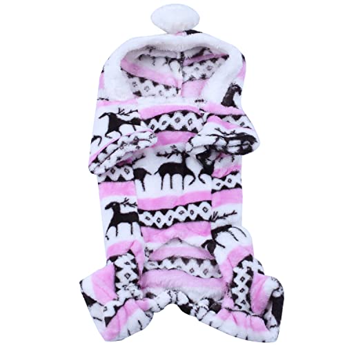 Fivetwofive Winter Schneeflocken Kapuzen Pulli Korallen Hause Dekoration Kleidung Tiere (Rosa, L) von Fivetwofive