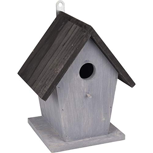 FLAMINGO - Vogelhaus GUUS. 18,5 x 15 x 23 cm, aus Holz, grau/schwarz – FL-110308 von Flamingo