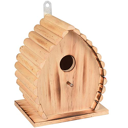 FLAMINGO - Vogelhaus Givan 16 x 12,5 x 19,5 cm aus geflammtem Holz Natur – FL-110303 von Flamingo