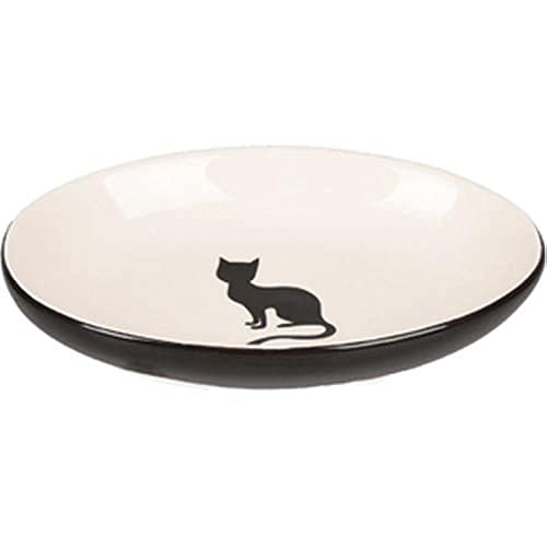 Flamingo 560687 Teller Katze Nala Keramisch Oval Schwarz-Weiss 90 ml 13 cm von Flamingo