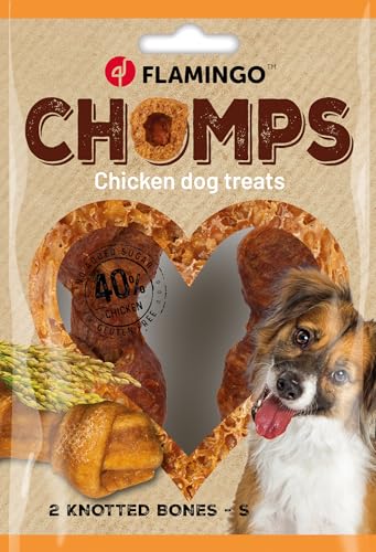 Flamingo Snack Chomps – Geknoteter Knochen mit Huhn | 100% Natürlicher Kausnack für Hunde! von Flamingo