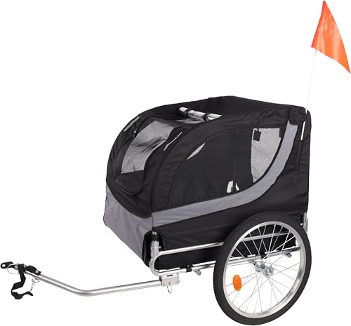 Flamingo Fahrradanhänger Tybalt Schwarz – 76 cm L x 57 cm B x 65,5 cm H, Geeignet für E-Bikes - Mit Reflektoren, Praktisch, Langlebig und Stilvoll! von Flamingo