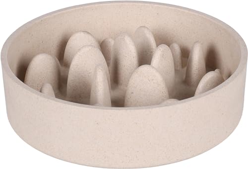 Flamingo Futternapf Slow Feeder Greni Rund – Beige | 1,49 L | Verhindert Schlingen | Nachhaltig & Stilvoll von Flamingo