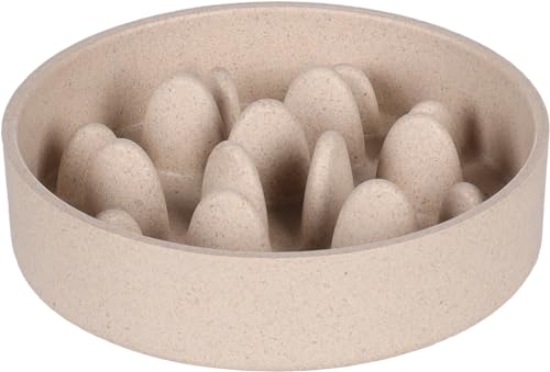 Flamingo Futternapf Slow Feeder Greni Rund – Beige | 410 ml | Verhindert Schlingen | Nachhaltig & Stilvoll von Flamingo