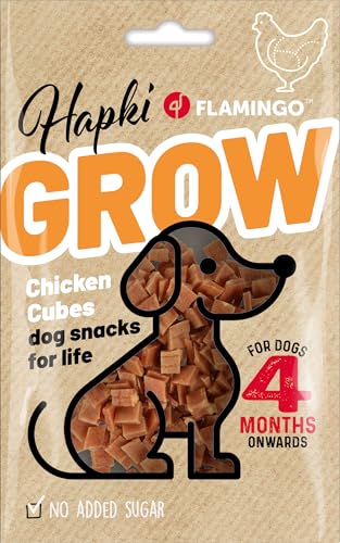 Flamingo Snack Hapki Grow – Würfel mit Huhn | 85 g | Speziell für Hunde ab 4 Monaten von Flamingo