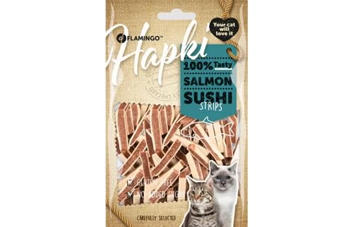 Flamingo Snack Hapki Sushi – Streifen mit Lachs | 85 g | EIN Genuss für alle Katzen! von Flamingo