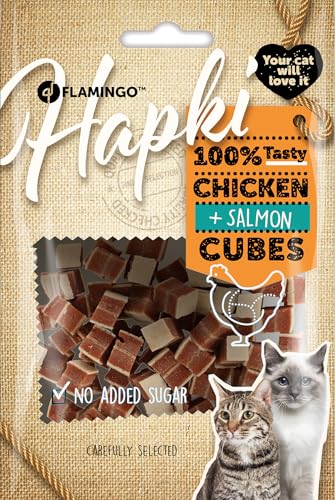 Flamingo Snack Hapki Blöcke mit Hühnchen und Lachs – Leckerer und Gesunder Snack für Katzen von Flamingo