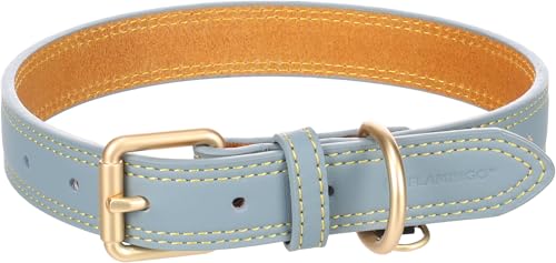 Flamingo Halsband für Hund Virginia hellblau L 43-53cm 25mm - Mit einem Ring für ID-Anhänger - Genäht für extra Stärke von Flamingo