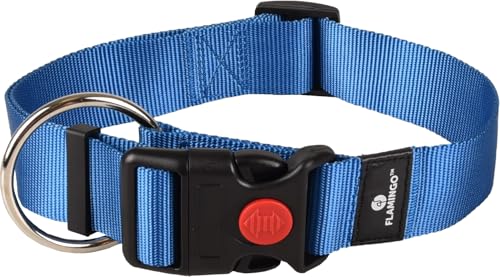 Flamingo Halsband für Hund Ziggi blau XL - 55-75cm 40mm - Stufenlos verstellbar - Mit zugentlastung - Klickschnalle mit Sicherheitsschloss von Flamingo