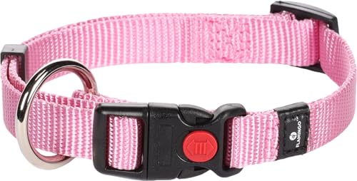 Flamingo Halsband für Hund Ziggi rosa S - 30-45cm 15mm - Stufenlos verstellbar - Mit zugentlastung - Klickschnalle mit Sicherheitsschloss von Flamingo