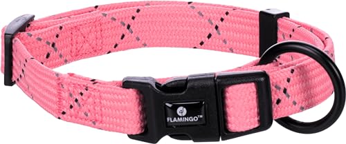 Flamingo Halsband reflektierend Welpe Dolly Rosa S - 30-45cm 15mm - Klickschnalle und stufenlos verstellbar von Flamingo