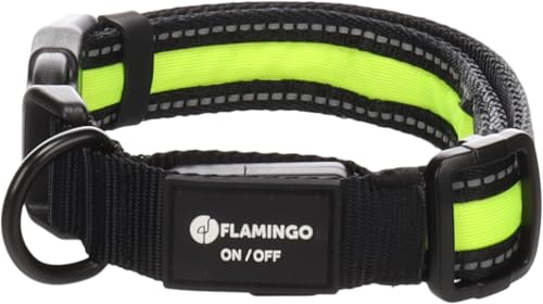 Flamingo Hund Halsband Flitzy Schwarz & Gelb M 35-50cm 25mm von Flamingo