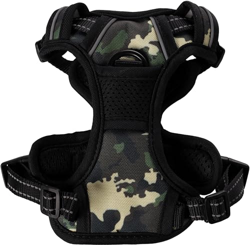 Flamingo Hundegeschirr Balou Dschungel Camouflage XS – 30 bis 45 cm 15 mm – stufenlos verstellbar – mit reflektierenden Streifen – mit Klickschnalle von Flamingo