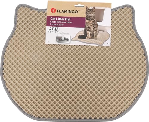 Flamingo Matz Katzenklo-Matte - Beige, 50 x 40 x 1,3 cm, rutschfest und Langlebig, Ideal für Maine Coon, Britisch Kurzhaar, Ragdoll, Norwegische Waldkatze usw. von Flamingo