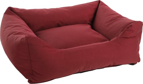 Flamingo Hundebett Genève Rechteckig Bordeaux – A: 80 cm, B: 67 cm, C: 22 cm, Waschbar, Antislip, Zart, Luxuriös und Stilvoll, Passt In Jedes Interieur! von Flamingo