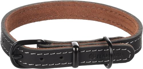 Halsband MONTANA Leder SCHWARZ S 29,5-35,5CM 15MM von Flamingo