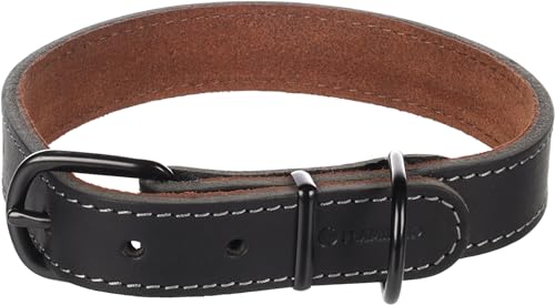 Halsband Montana Leder SCHWARZ M/L 38,5-48,5CM 25MM von Flamingo