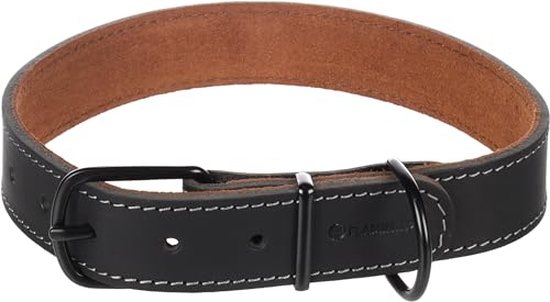 Halsband MONTANA Leder SCHWARZ XL 47,5-58CM 28MM von Flamingo