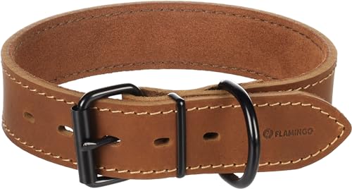 Halsband Montana Leder BREIT Cognac L 45-55CM 40MM von Flamingo